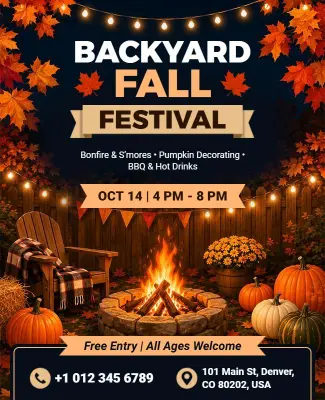 Backyard Fall Festival Celebration Flyer Template