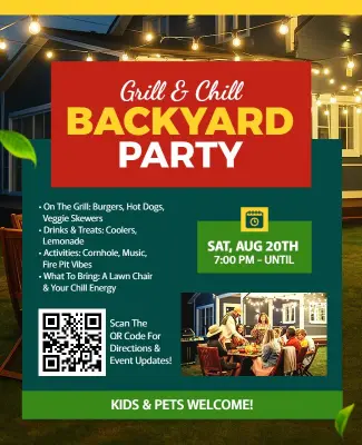 Backyard Grill and Chill Party Flyer Template