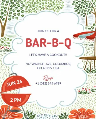 Backyard Summer BBQ Invitation Flyer Template