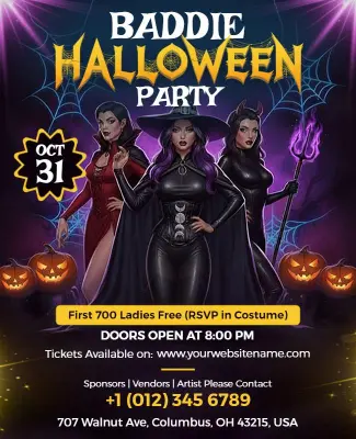 Baddie Halloween Party Event Flyer Template