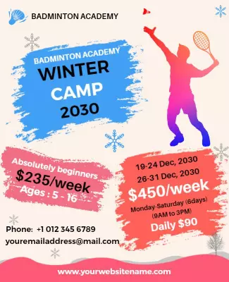 Badminton Academy Winter Camp Flyer Template