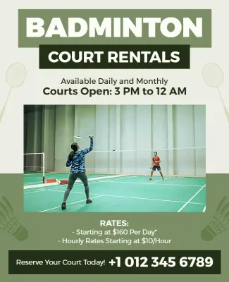 Badminton Court Rentals Advertisement Flyer Template