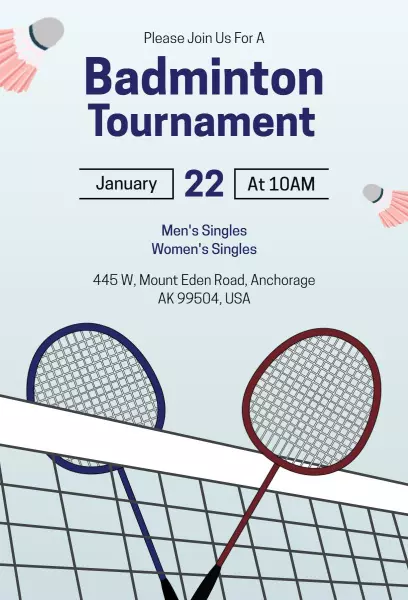 Badminton Singles Championship Tournament Invitation Template