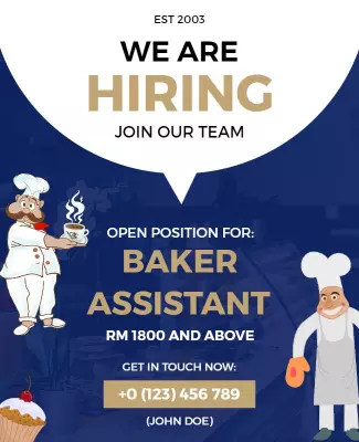 Baker Assistant Job Hiring Flyer Template