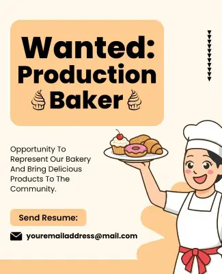 Baker Wanted Job Opportunity Promotion Poster Template