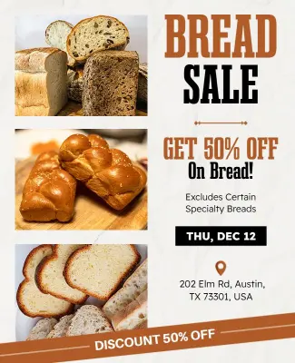 Bakery Bread Sale Discount Flyer Template
