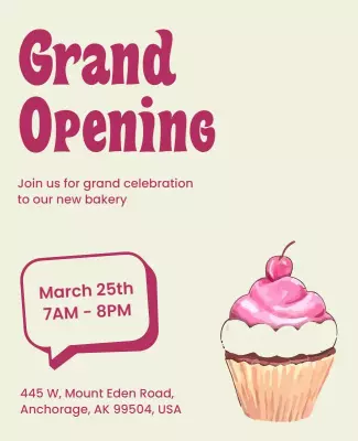 Playful Pastel Grand Opening Bakery Celebration Flyer Template