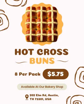 Bakery Hot Cross Buns Promotion Flyer Template
