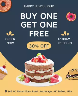 Bakery Lunch Hour Discount Promotion Flyer Template
