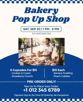 Bakery Pop up Shop Promotional Flyer Template
