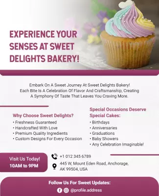 Bakery Special Occasion Cupcake Flyer Template