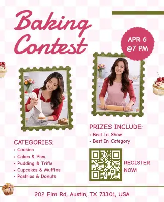 Baking Contest Event Announcement Poster Template