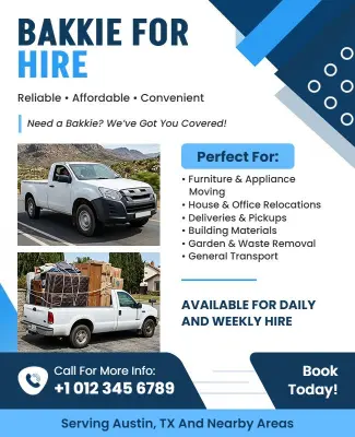 Bakkie Hire Service Advertising Flyer Template