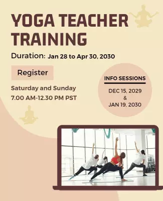 Balanced Beige Yoga Teacher Training Program Poster Template