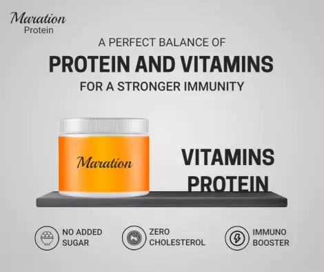 Balanced Orange Protein and Vitamins for Strong Immunity Ad Template
