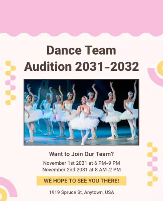 Ballet Dance Team Audition Event Flyer Template
