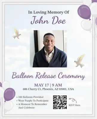 Balloon Release Memorial Ceremony Flyer Template