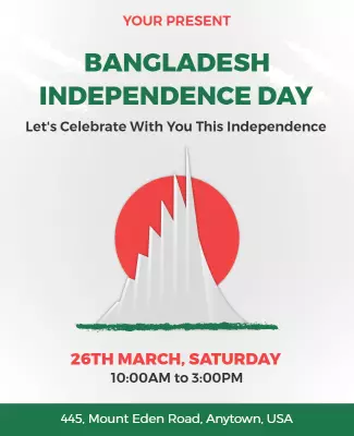 Festive Green and Red Bangladesh Independence Day Flyer Template