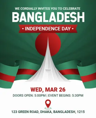 Vibrant Green and Red Bangladesh Independence Day Flyer Template