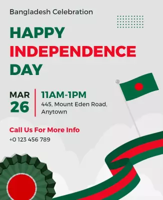 Vibrant Green and Red Bangladesh Independence Day Celebration Flyer Template