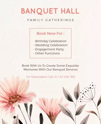 Banquet Hall Family Gatherings Flyer Template