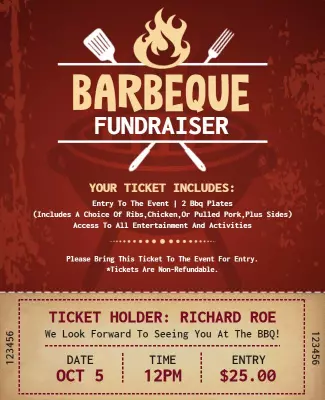 Barbecue Fundraiser Ticket Event Flyer Template