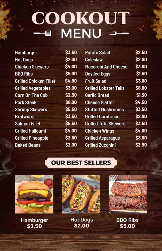 Barbecue Inspired Brown Cookout Dining Menu Template