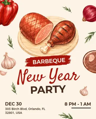 Barbecue New Year Celebration Party Poster Template