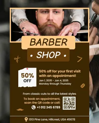 Barber Shop Discount Promotion Flyer Template