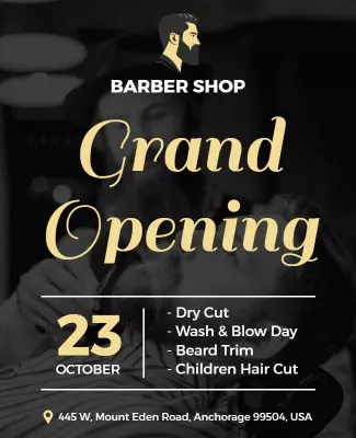 Barber Shop Grand Opening Event Flyer Template