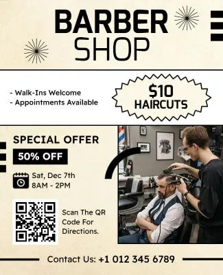 Barber Shop Special Offer Discount Flyer Template