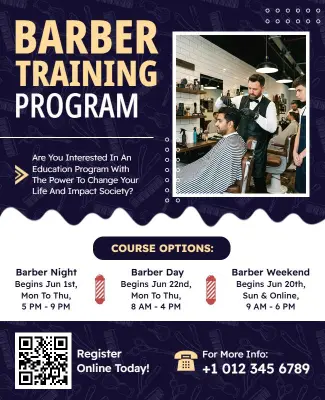 Barber Training Program Poster Template