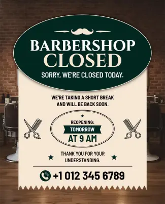 Barbershop Closed for Short Break Flyer Template