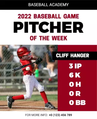 Baseball Academy Pitcher Of the Week Flyer Template