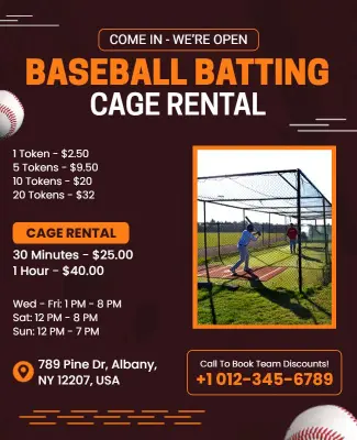 Baseball Batting Cage Rental Flyer Template