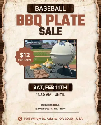 Baseball BBQ Plate Sale Flyer Template