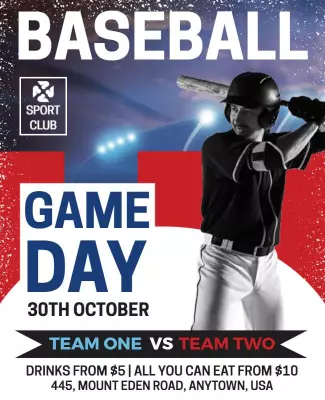 Baseball Game Day Sports Club Flyer Template