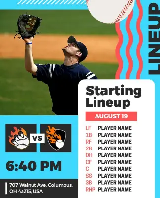 Baseball Game Starting Lineup Flyer Template