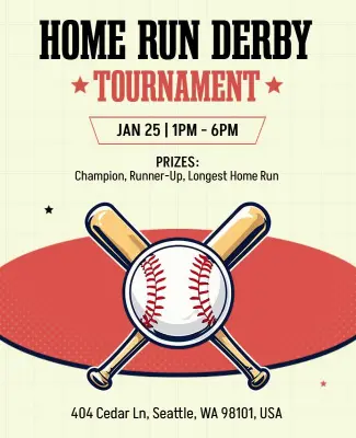 Baseball Home Run Derby Tournament Flyer Template