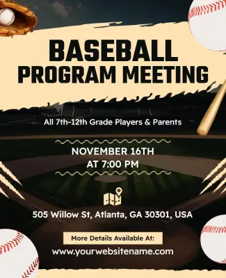 Baseball Program Meeting Announcement Flyer Template