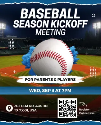 Baseball Season Kickoff Meeting Flyer Template