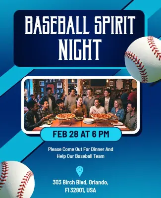 Baseball Spirit Night Dinner Event Flyer Template