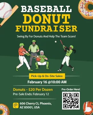 Baseball Team Donut Fundraiser Poster Template