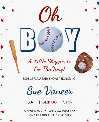 Baseball Themed Baby Shower Invitation Flyer Template
