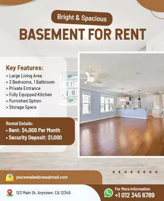 Basement Apartment Rental Listing Flyer Template