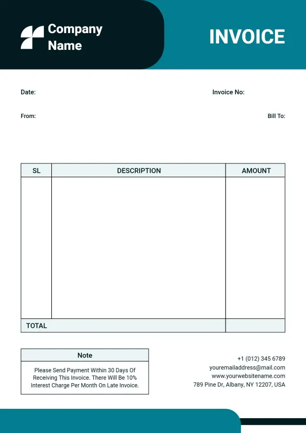 Basic Product Sales Blank Invoice Template