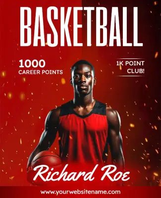 Basketball 1000 Points Celebration Flyer Template