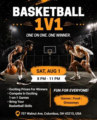 Basketball 1v1 Tournament Event Flyer Template