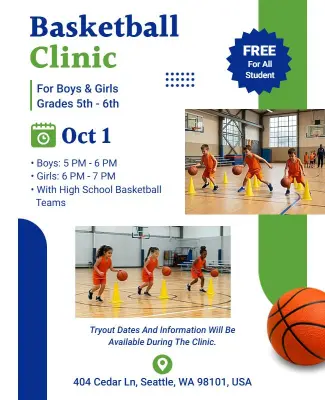Basketball Clinic Information Poster Template
