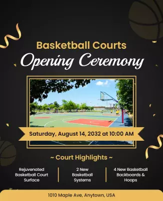 Basketball Court Opening Ceremony Flyer Template